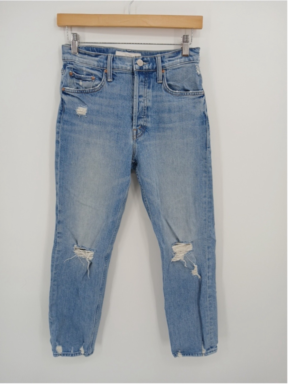 MOTHER Superior The Tomcat Distressed High Rise Straight Leg Jeans Size 26